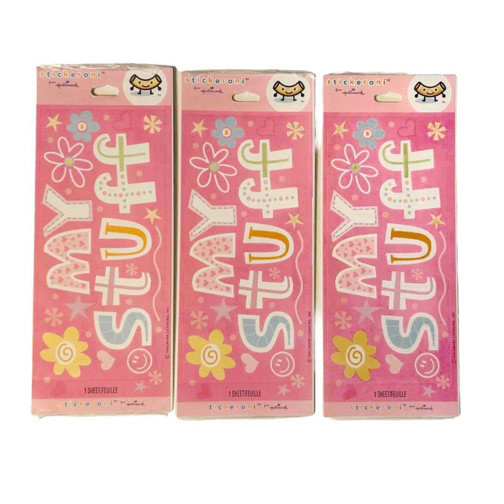 Hallmark Stickeroni Large Label Stickers My Stuff Pink Flowers Girly Y2K Decal